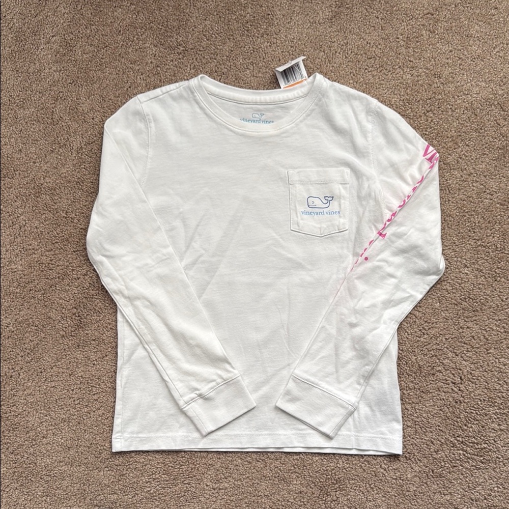 Vineyard Vines White Long Sleeve Tee Classic Cotton